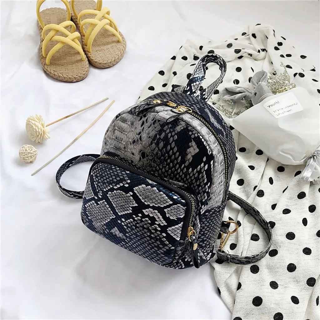 MUQGEW Female Backpack Leopard Snake Reticulated Canvas Versatile Print Fashion ZIPPER Pack Students Shoulder Bag mochila