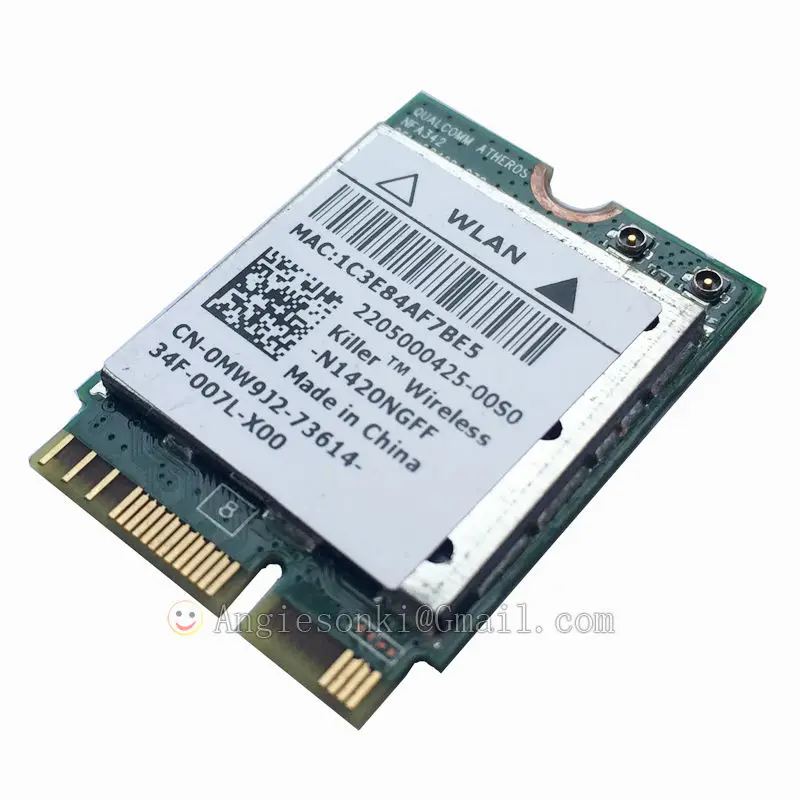 Killer N1420NGFF 802.11ac + BT4.0 867 Мбит/с Wi-Fi WLAN-карта N1420 0MW9J2 NGFF для DELL ALIENWARE 15 17 Toshiba Sony Samsung |