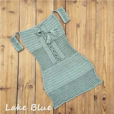 Lake Blue 9 цветов ручной работы сексуальный Монокини Бикини кисточкой крючком пляжная одежда купальники мини платье - Цвет: Lake Blue