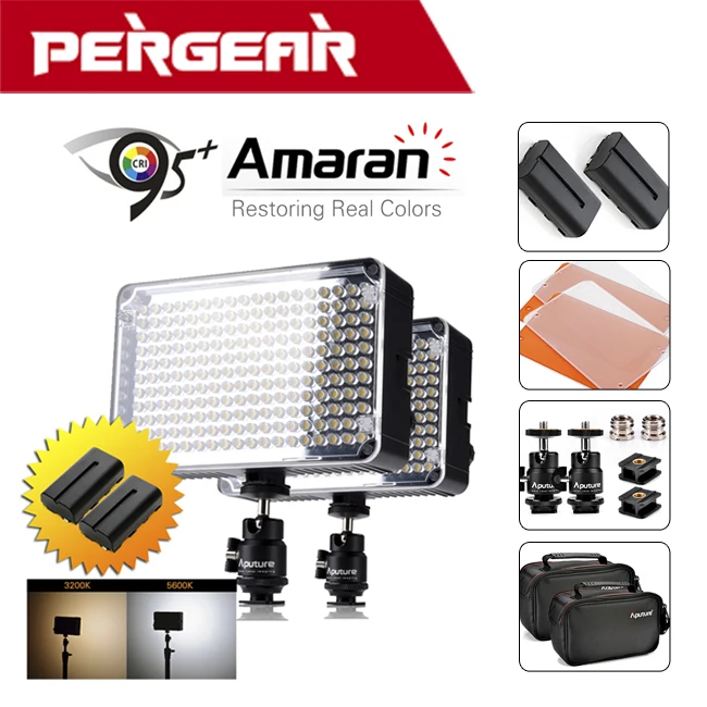 100% оригинал Aputure Amaran AL H198 High CRI 95 + Led Видео Фото Свет 2 * Перезаряжаемые NP F550