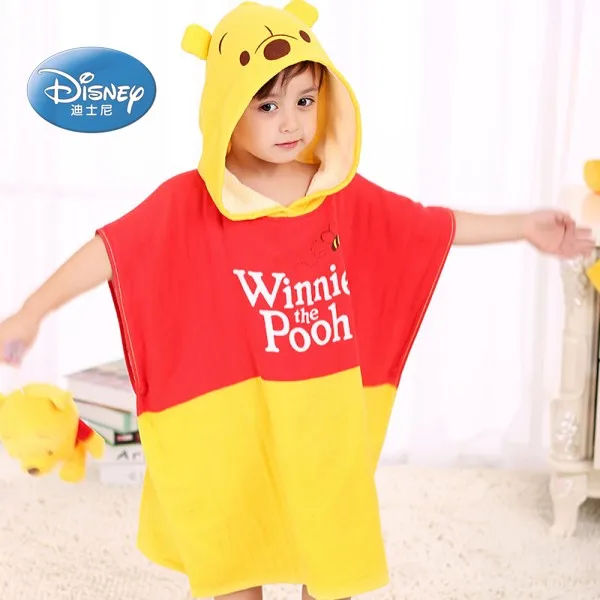 winnie Disney/банное полотенце в черный и красный горошек с Минни Маус, хлопок, с капюшоном, для маленьких мальчиков и девочек, детское пляжное/бильярдное полотенце/накидка - Цвет: winnie