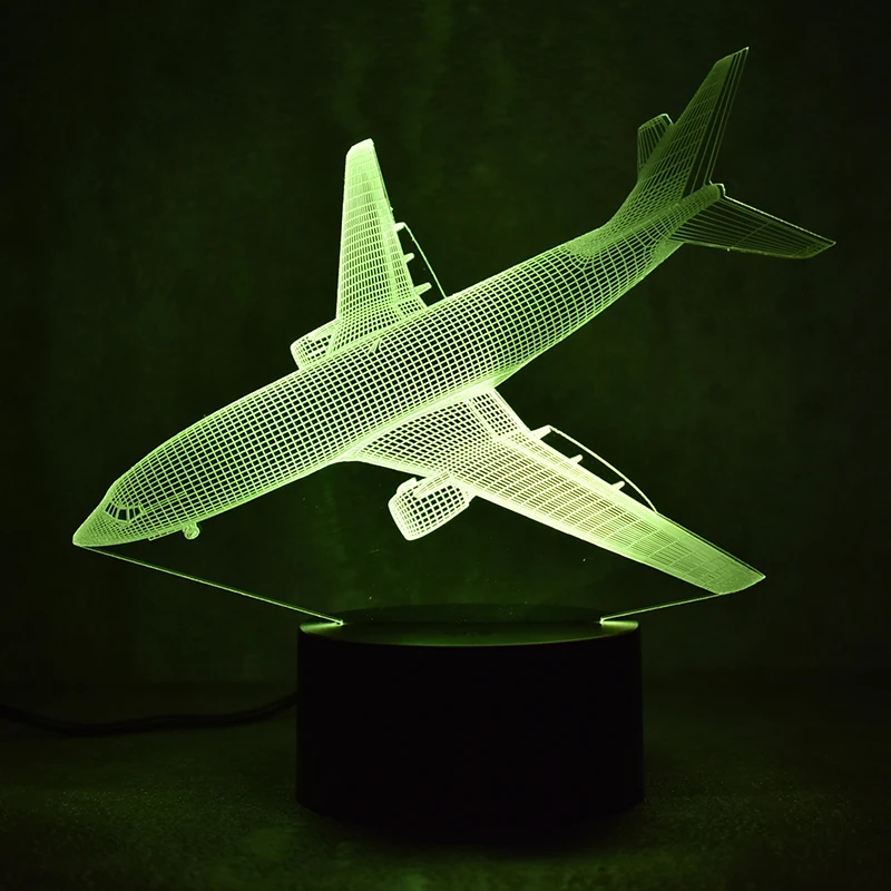 Самолет 3d ночник 7 цветов Изменение светодиодный дистанционного сенсорного Swithc