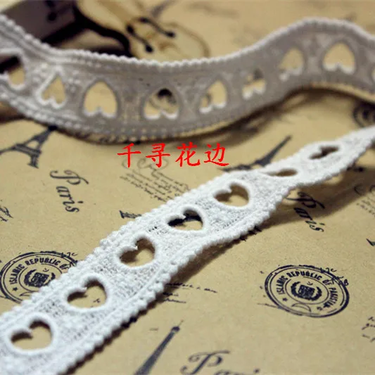 

14 yard 2cm 0.78" wide ivory heart cotton tapes lace trim ribbon QL4K976