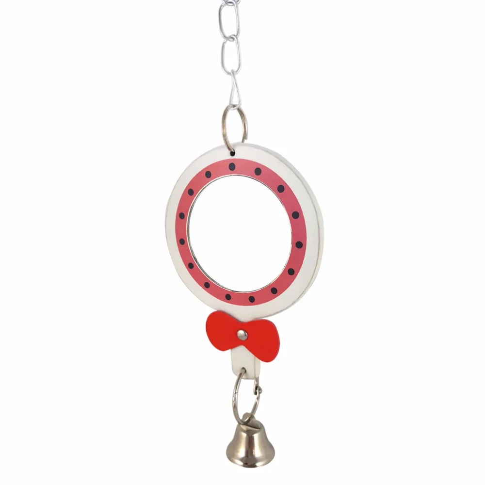 Попугай жевать колокол Зеркало игрушки качели попугая Игрушка для птиц ПЭТ