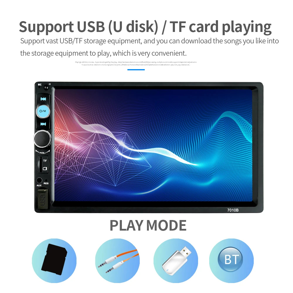 Для мобильного телефона iPhone 2 din 7 ''TFT HD сенсорный экран Bluetooth автомобильный Радио плеер аудио aux Поддержка камеры заднего вида 7010B