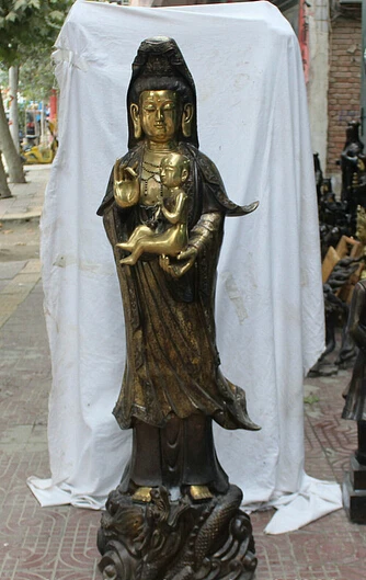 Оптовая продажа фабрики 64 &quotКитайский Буддизм Бронзовый Стенд Дракон Кван инь