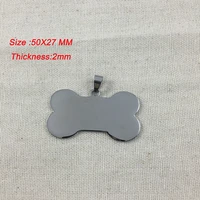 500pcslot large size bone stainless steel pet id tag engraving text two sides customized name address