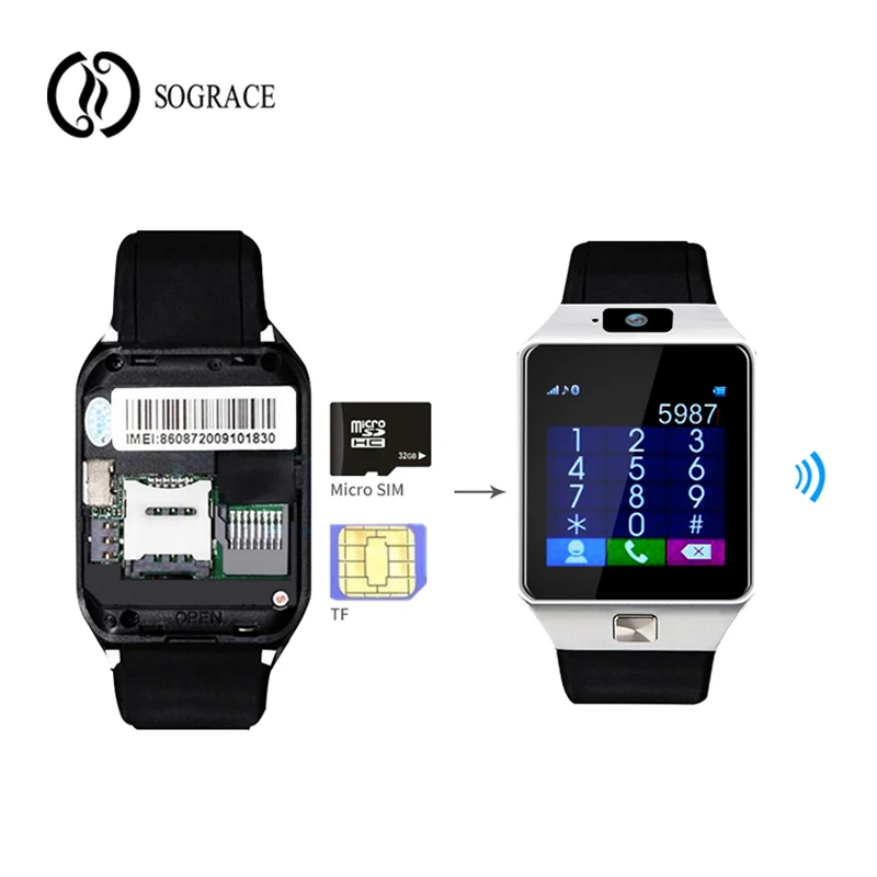 SOGRACE Bluetooth Smart часы DZ09 Дейл вызова 2018 Новый Smartwatch Водонепроницаемый подключения
