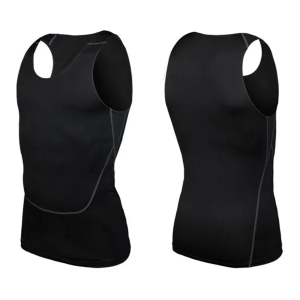 Быстросохнущие Baselayer черные топы без рукавов компрессионные рубашки, топы Новые мужские для тяжелой атлетики и фитнеса дышащие - Цвет: Черный