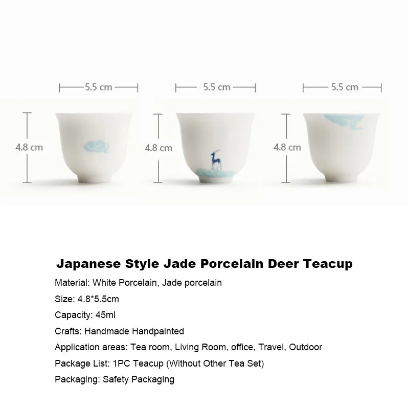 45 мл японский стиль белый нефритовый фарфор олень чашка для чайного чая