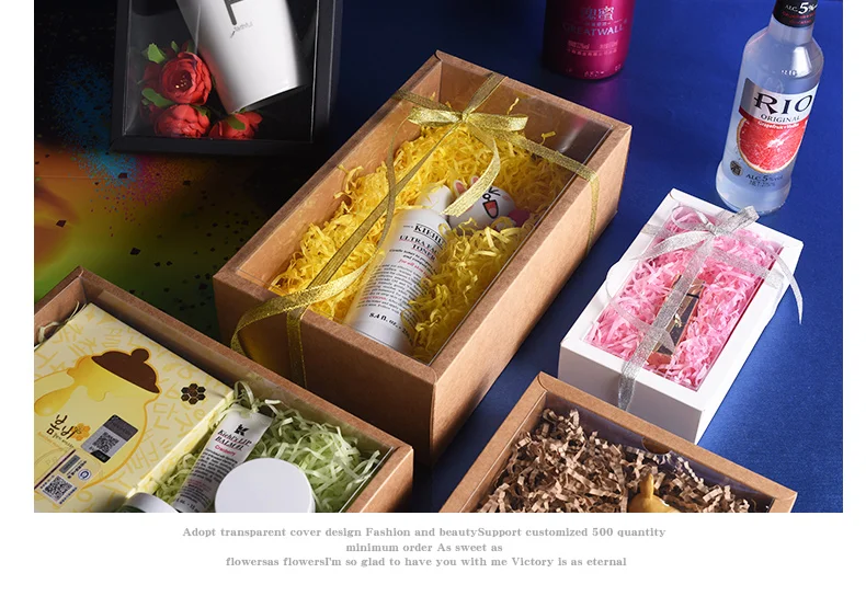 10 шт прозрачный ПВХ крафт бумажная коробка белый черный подарочная упаковка