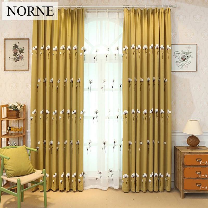 

NORNE Modern Embroidered Window European Country Style Curtain Drapes for Bedroom Living Room Kitchen Door Blinds Sheer Curtains