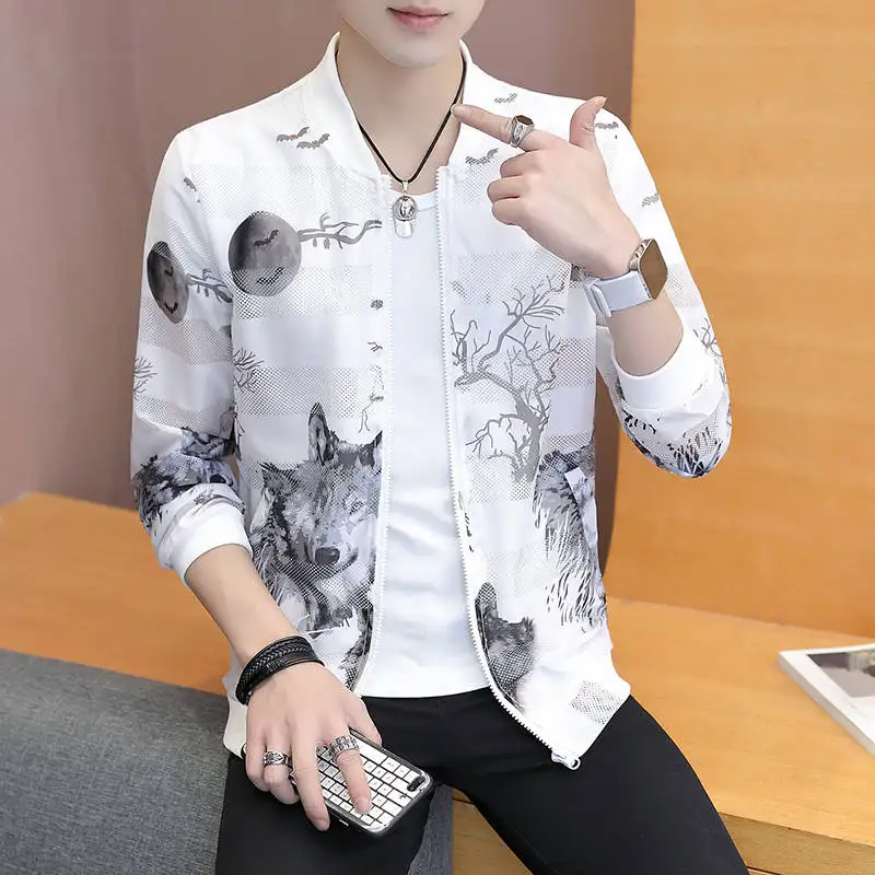 Корейские летние одежда для защиты от солнца Slim Fit Куртка пилот женщины печати