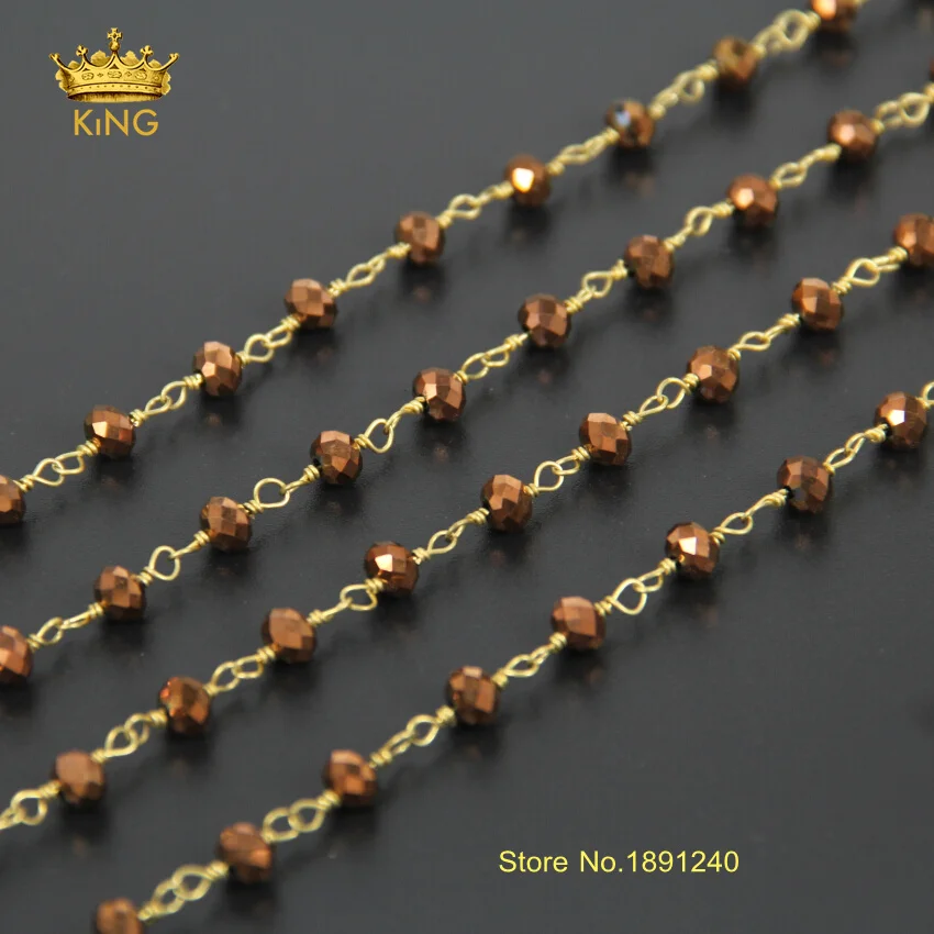 

5Meter/Lot Fashion Women Antique Titanium Beads Glass Crystal Pendant Necklace Chain Jewelry JD0103