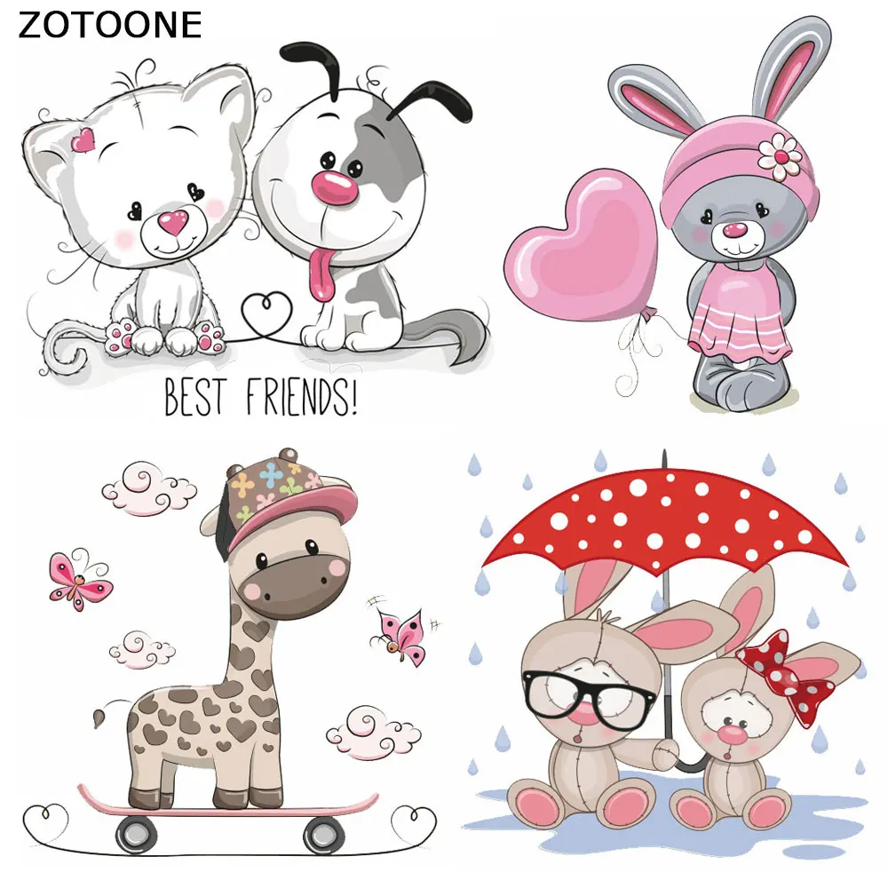 ZOTOONE милые Мультяшные животные с железной аппликацией полосатые наклейки на