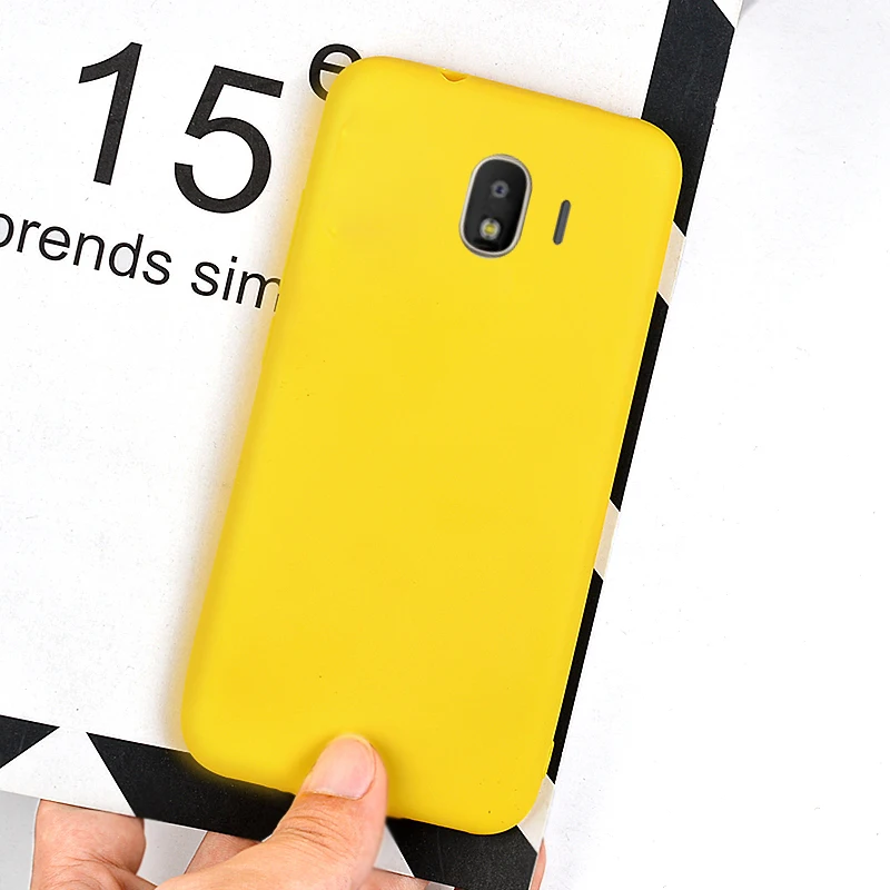 Желтый матовый Силиконовый чехол для samsung Galaxy J3 J4 J6 J7 дуэт Макс Плюс J2 Pro 2018 конфеты