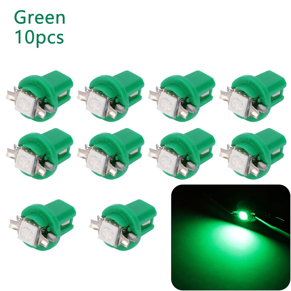 Зеленый 10 шт. B8.5D 509T B8.5 5050 Led 1 SMD T5 лампа датчик скорости тире лампа приборная панель светильник клиновидный для салона лампа - Испускаемый цвет: Зеленый