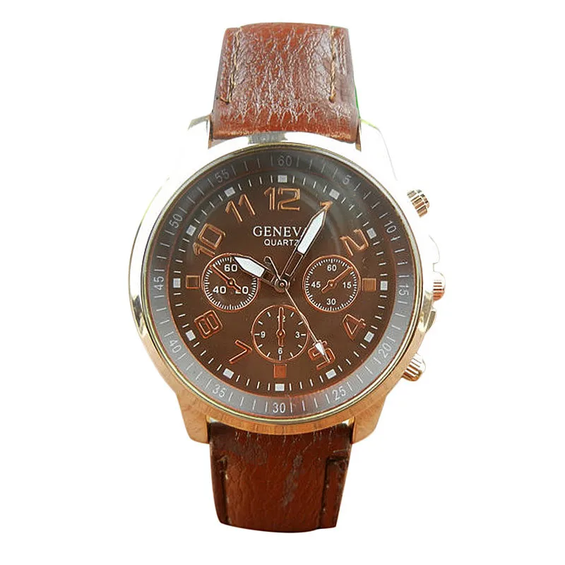 Новые женские кожаные Аналоговые кварцевые наручные часы Vogue Reloj hombre Geneva с