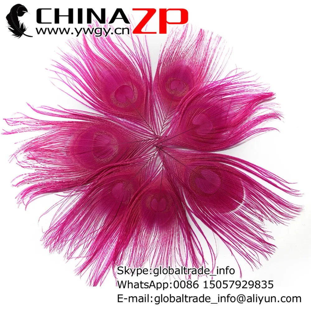 

CHINAZP Factory 100pcs/lot 10-12cm Length Top Quality Dyed Hot Pink Trimmed Peacock Feathers
