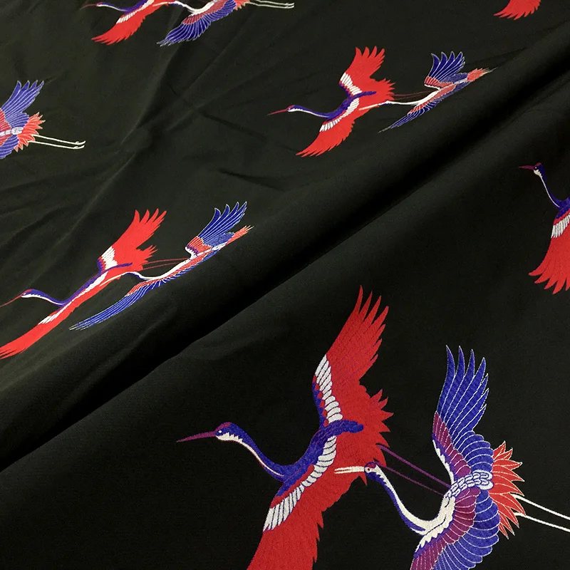 

High-grade flying cranes positioning jacquard brocade fabric dress wedding suit jacket autumn and winter clothing fabric soft