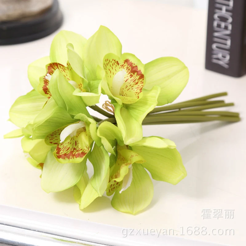 1 пучок 6 головок Cymbidium короткие украшения для фотосессий искусственные цветы