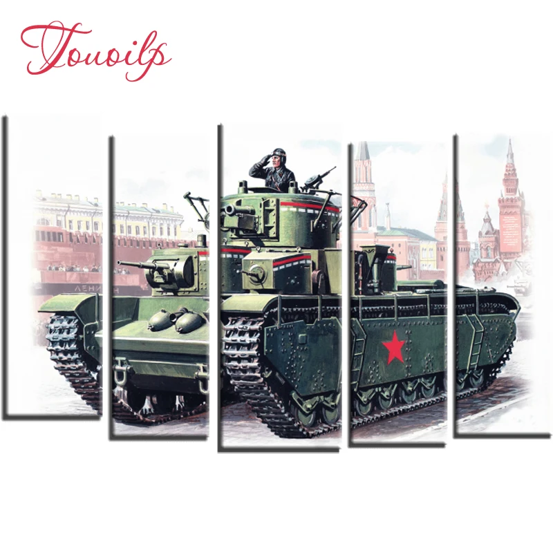 

5 шт., полная, квадратная и круглая Алмазная вышивка, танк 5d, алмазная живопись своими руками, вышивка крестиком, 3D, Алмазная мозаика, Алмазный...