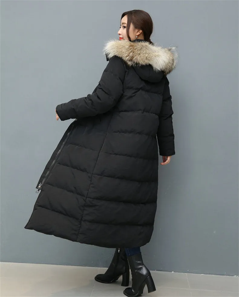 Winter fashion brand good quality big real wolf fur collar duck down coat female zipper stitching hooded warm parkas wq613 | Женская