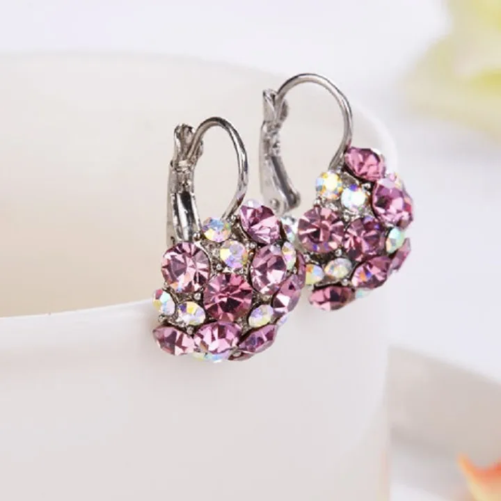 H:HYDE Gold Color Romantic Crystal Flower Hoop Earrings Fashion Wedding For Women Jewelry oorbellen| |