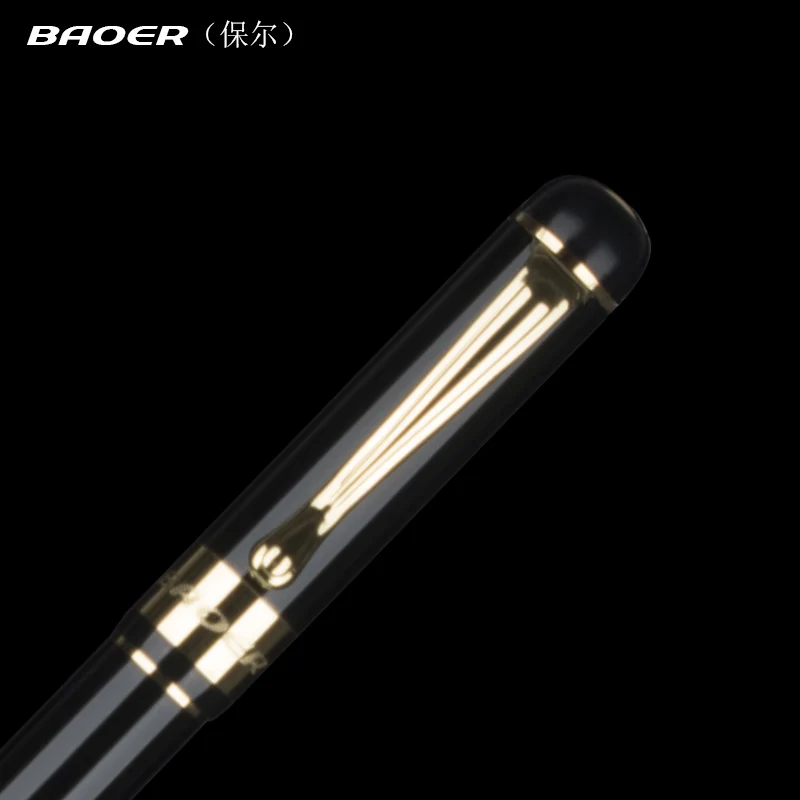 Высококачественная Золотая Зажимная матовая черная шариковая ручка Baoer 0 5 мм