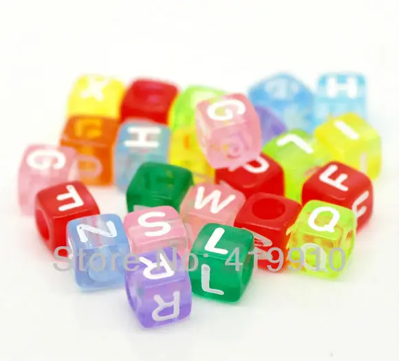 

Бесплатная доставка-500 смешанных акриловых разноцветных алфавитов/букв "A-Z" Акриловые кубические бусины 6x6 мм J1034