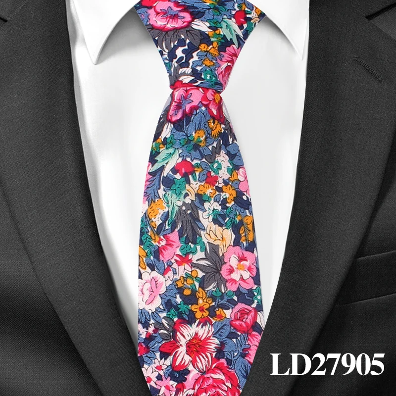 LD27905 Винтажные Цветочные хлопковые галстуки для мужчин, обтягивающие Свадебные Мужские галстуки, тонкие галстуки, деловой шейный галстук, Модный повседневный галстук с принтом - Цвет: LD27905