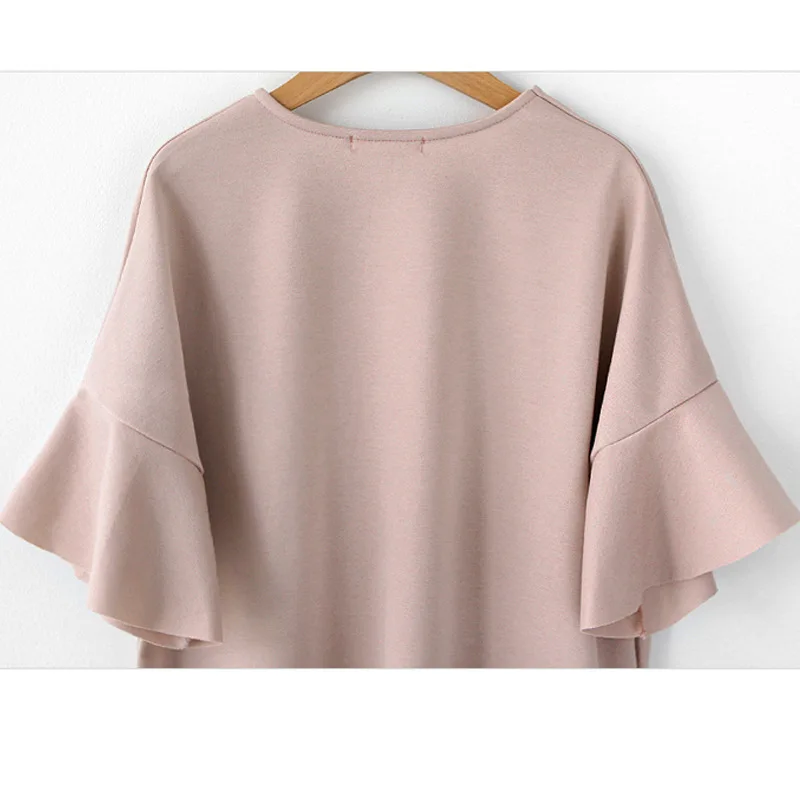 XL 5XL размера плюс платье с расклешенными рукавами свободного покроя тонкая 2019