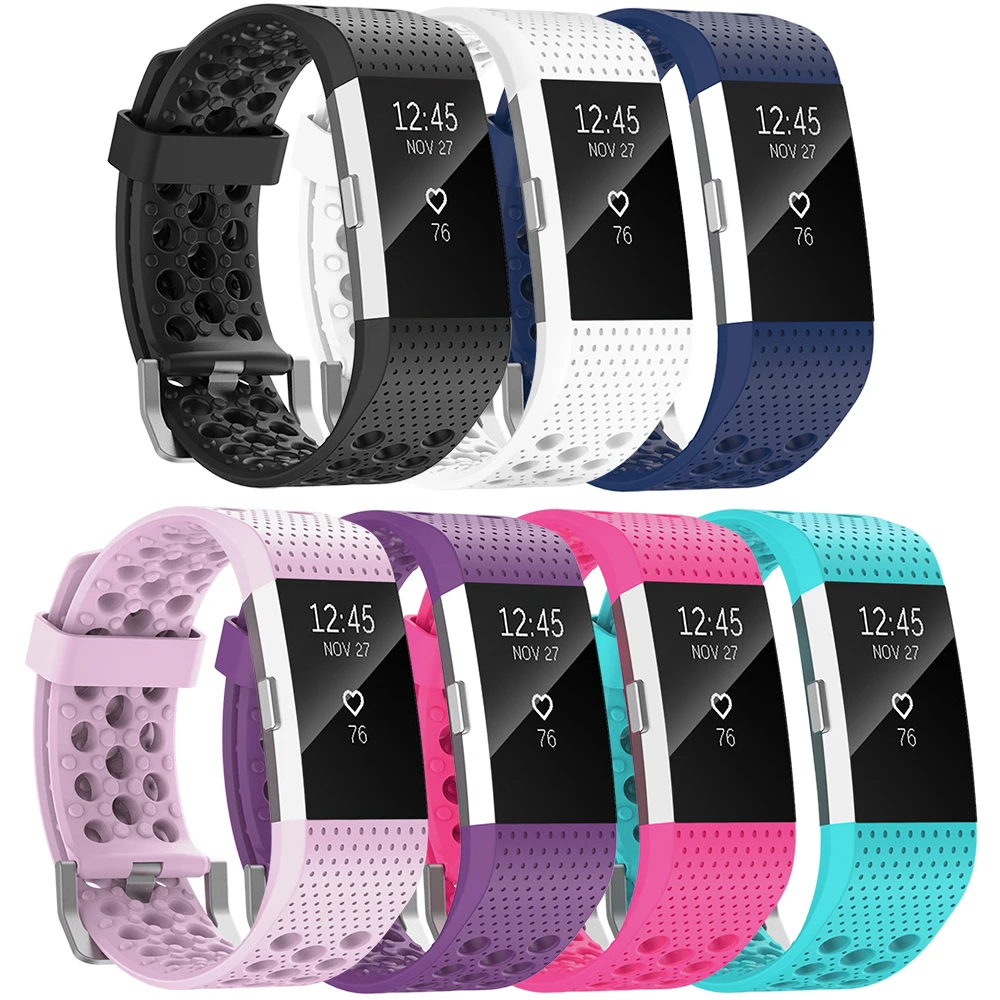 Ремешок (C2TQ) для часов Fitbit Charge 2 мягкий спортивный Воздухопроницаемый браслет