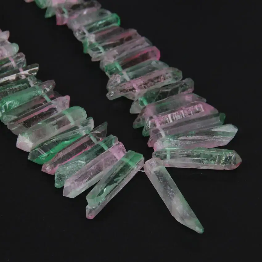 

more light color,Natural Quartz Rock Stone Top Drilled Stick Points Briolettes,Raw Crystals Graduated Tusk Spike Beads Pendants