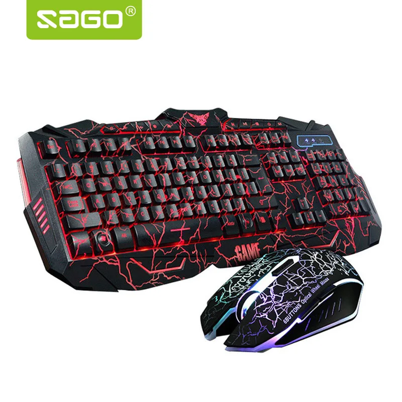 Sago RGB Русская клавиатура RU CN Стоковая игровая и мышь для планшетного компьютера
