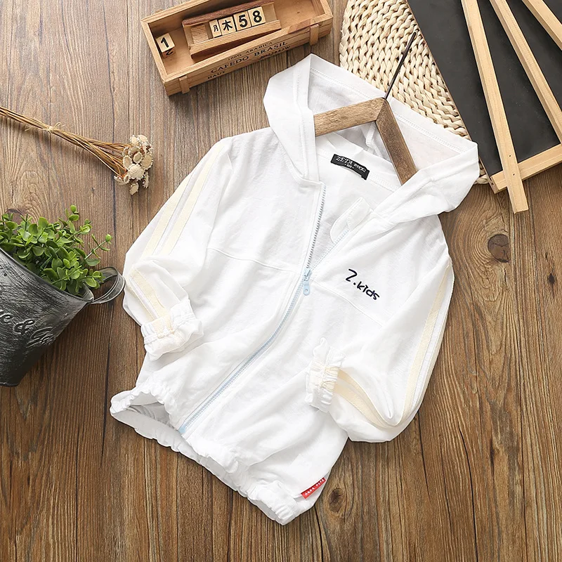 Summer Cotton Child Coat Breathable Striped Baby Girls Boys Thin Jackets Hooded Kids Outfits For 80-150cm