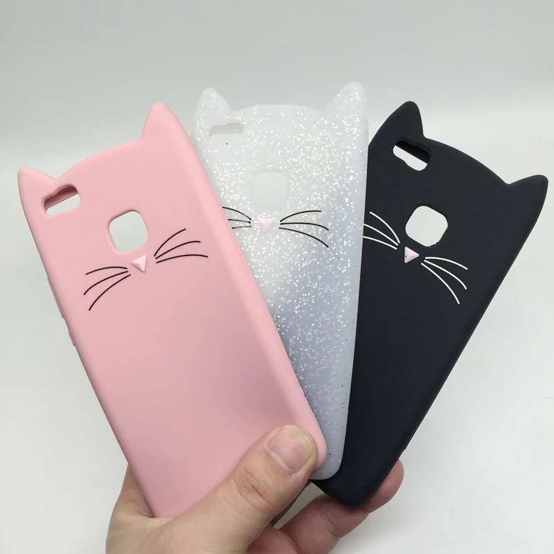 Для Huawei P9 Lite 2016 симпатичными усами Cat Чехол для P9Lite силиконовый чехол мобильного