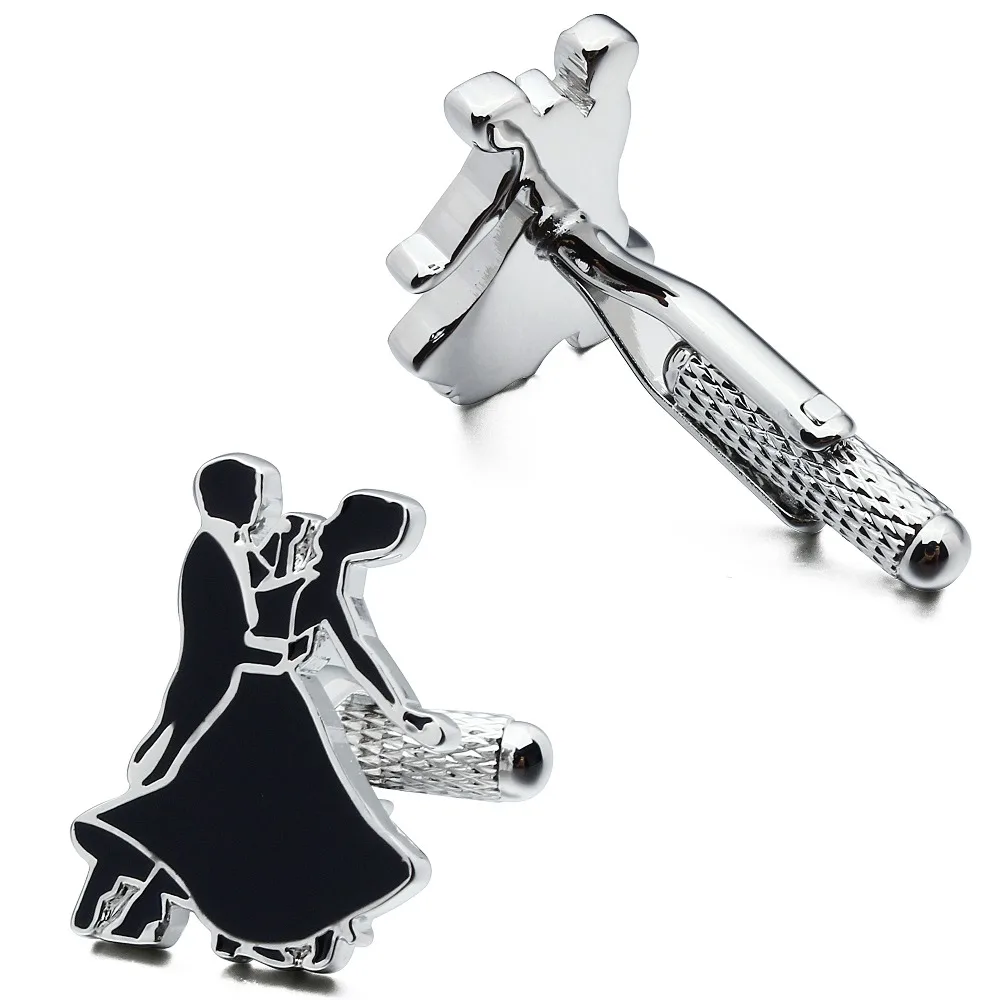 HAWSON модные запонки танцор/танцевальные пары Эмаль черный и Имитация родия для