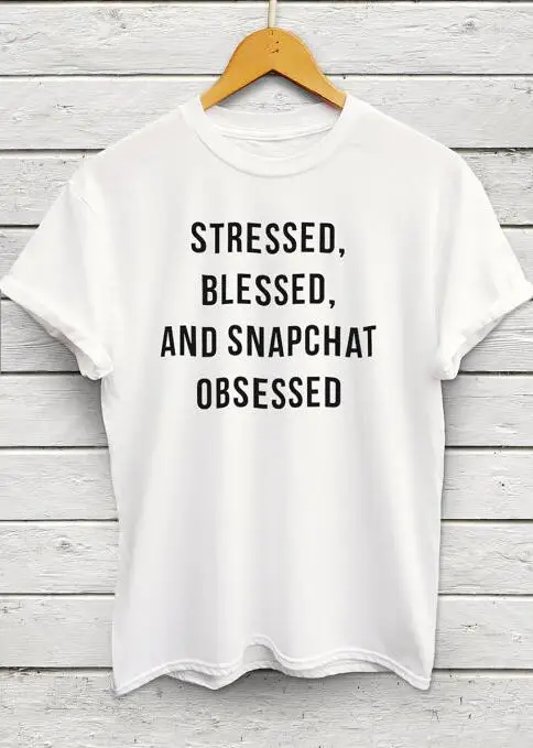

Stressed Blessed Women Funny Basic tops Summer Style Outfits Unisex tees Cotton t shirt Female short sleeve t-shirt pullover