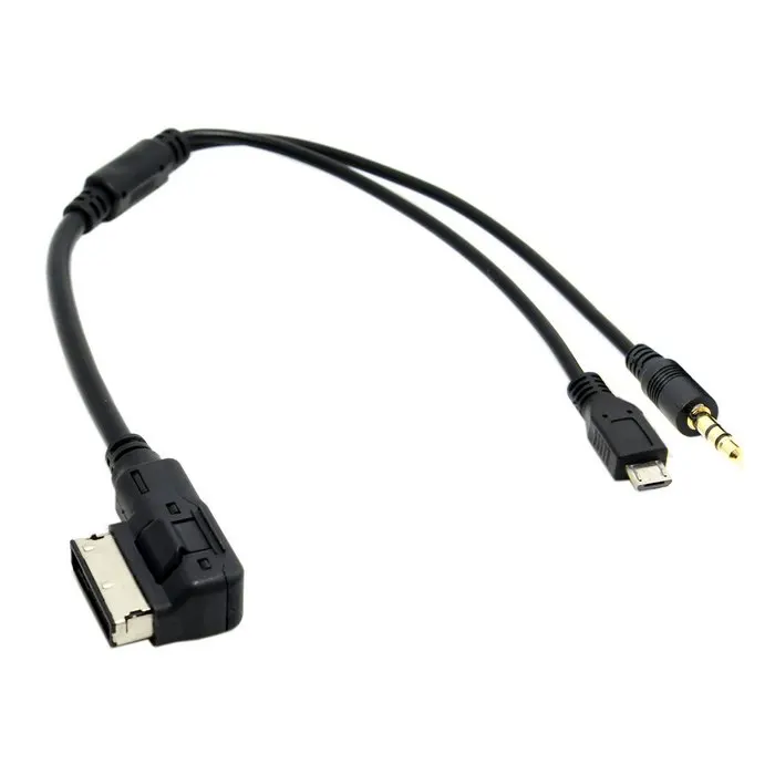 СМИ в AMI MDI стерео 3,5 мм аудио и Micro USB кабель с адаптером Aux для мобильного телефона автомобиля VW AUDI A4 A6 Q5 Q7