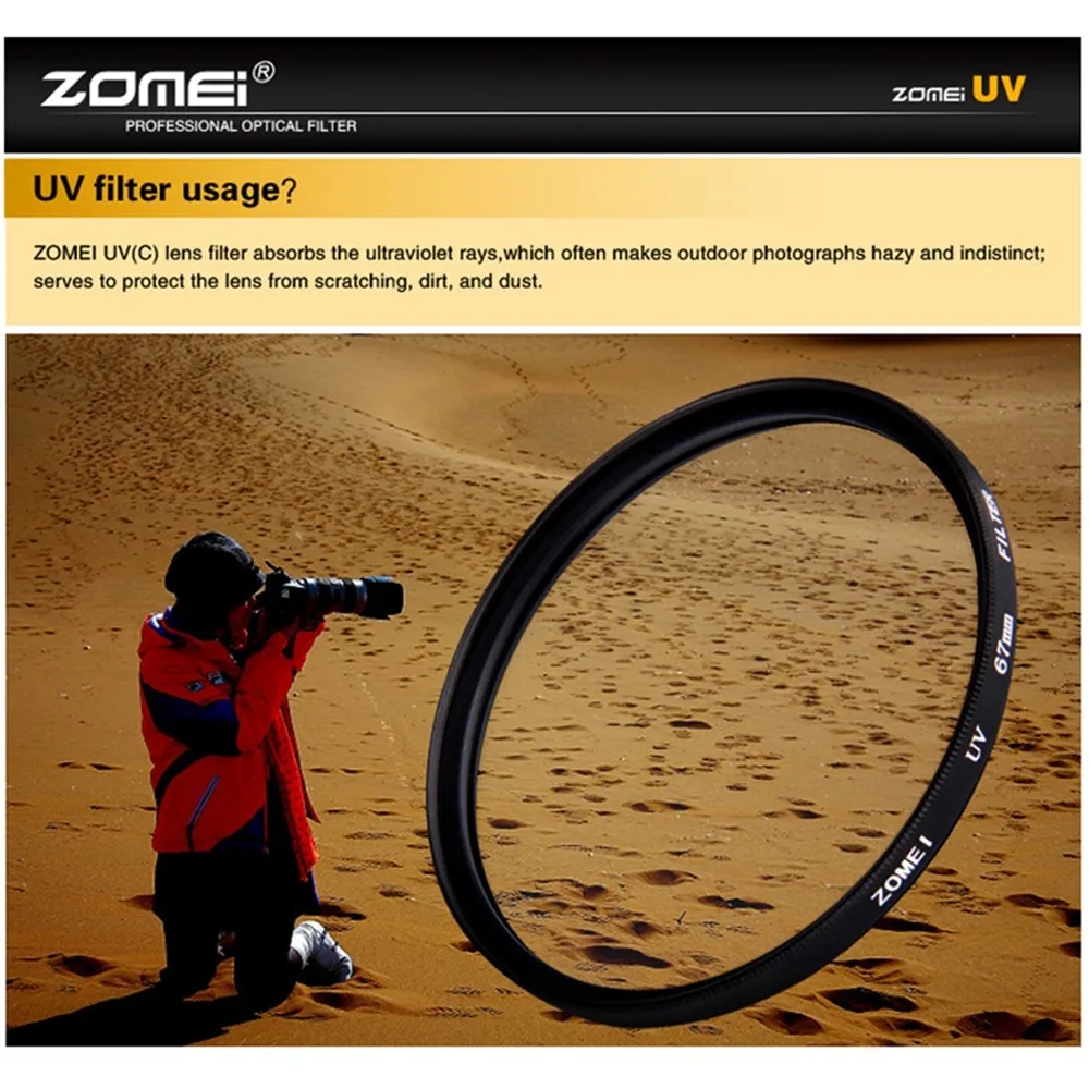

ZOMEI 40.5/49/52/55/58/62/67/72/77/82/86mm Ultra-Violet UV Filter Lens Protector for SLR DSLR camera