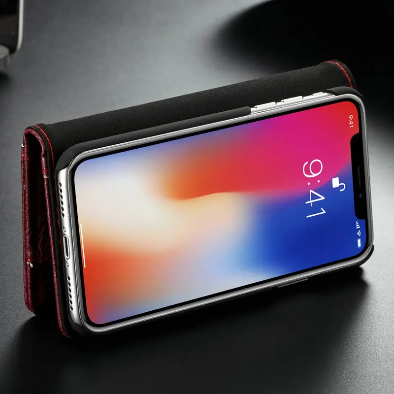 Для iPhone Xs MAX кожаный чехол-бумажник для Apple XR X роскошный магнитный держатель карт