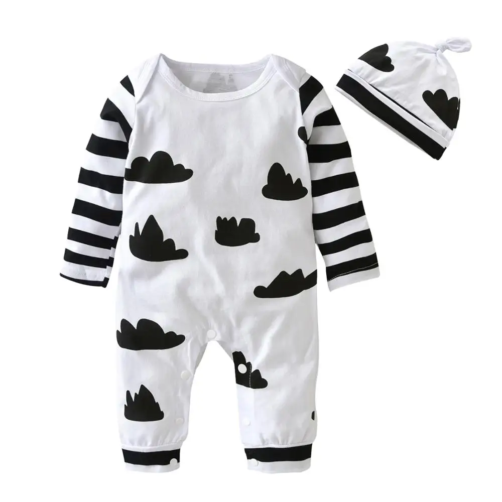 Комбинезоны для новорожденных девочек+ шапочка с длинными рукавами и принтом; комплект одежды для маленьких мальчиков; детские комбинезоны; Одежда для младенцев в стиле унисекс