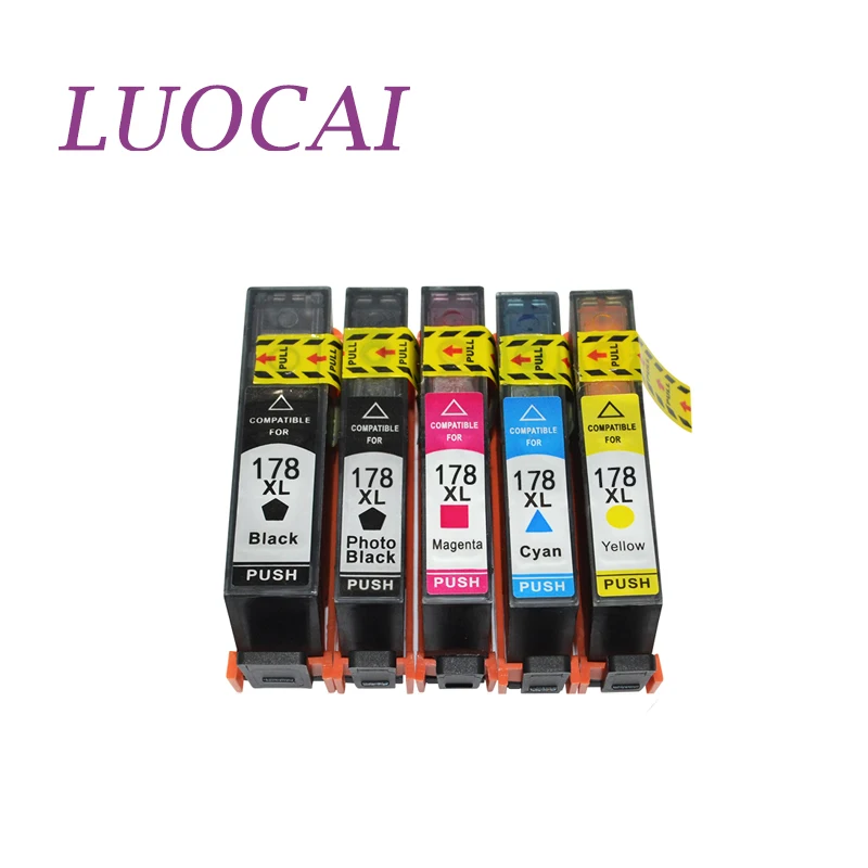Картриджи LuoCai для принтера HP 178, 178XL, Deskjet 3070A, 3520, 6510, B010B, B109a, B109n, B110a, B210b, B209a, 5 шт.