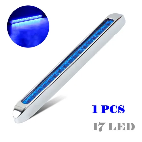 Blue Keyecu 1" 17 светодиодный стоп-сигнал поворота заднего хода ReverseTail Park боковой габаритный светильник+ хромированная рамка 10-30 в для грузовика прицепа - Испускаемый цвет: Blue