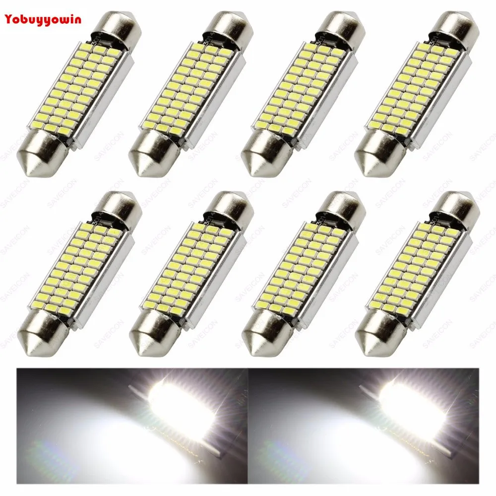 

8 шт. белый 42 мм 3014 33-SMD Festoon Dome Map светильник 211-2 212-2 для Ford