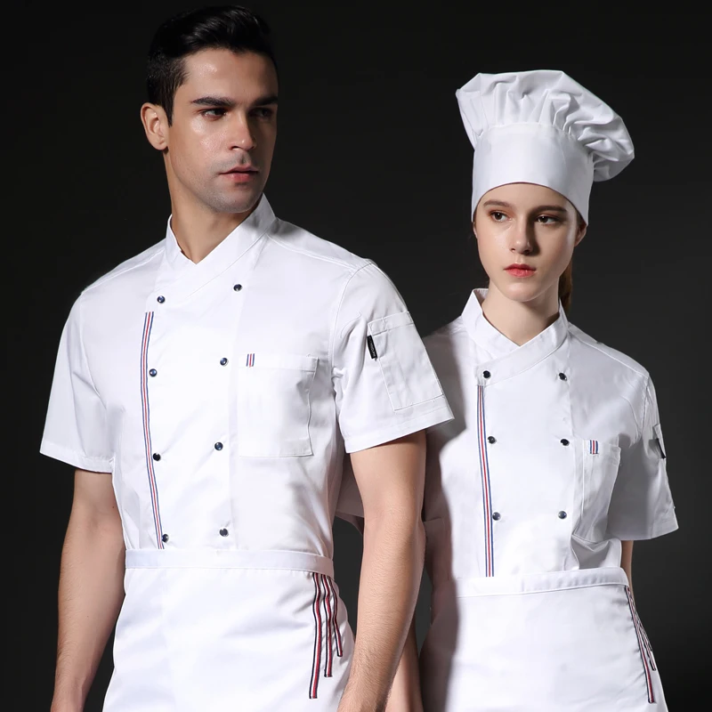

2018 Unisex Bakery Cook Uniform 2 Colors Short Sleeve New Restaurant Chef Uniforms Work Wear Hotel Cook Clothes LCMH30