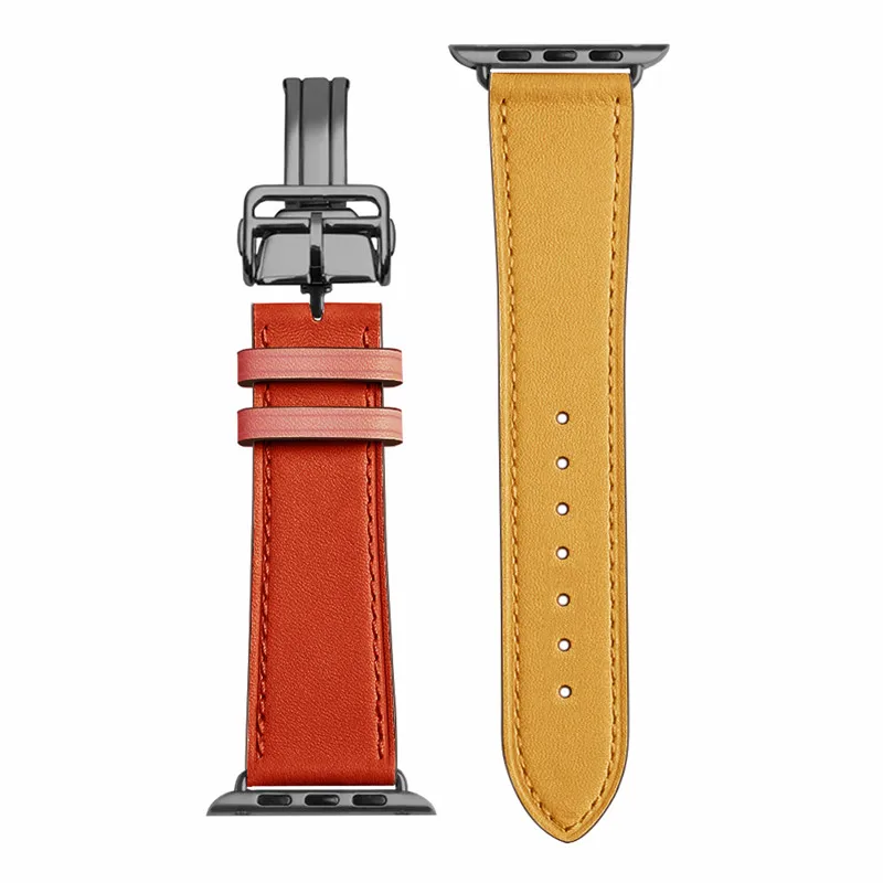 Herm логотип на ремешке с застежкой для Apple Watch Series 5 4 3 2 1 44 мм 40 мм 42/38 мм кожаный ремешок для iwatch - Цвет ремешка: 11