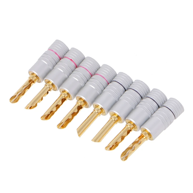 

8 Pcs Gold Plated Copper BFA 4mm Banana Plug Adapter Wire Speaker Connectors
