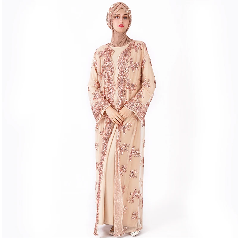 Sequin abaya кимоно турецкий хиджаб мусульманское платье халат Дубай Кафтан Абая для женщин Кафтан Турция Исламская одежда Djelaba Femme